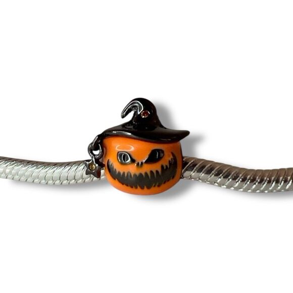Jack-O'-Lantern Witch Pumpkin Pandora Compatible Charm - Picture 1 of 7